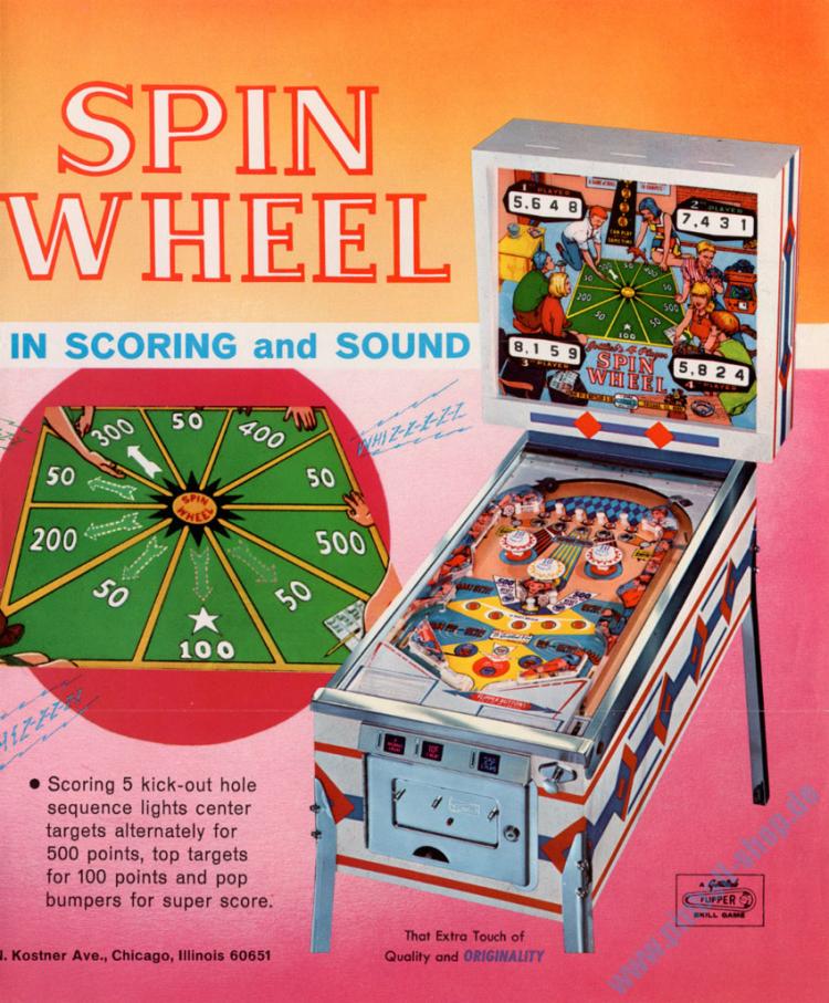 Flipperautomaten - Spin Wheel - Flipper - mech. Flipper 60er/70er -   - auch in Ihrer Nähe!
